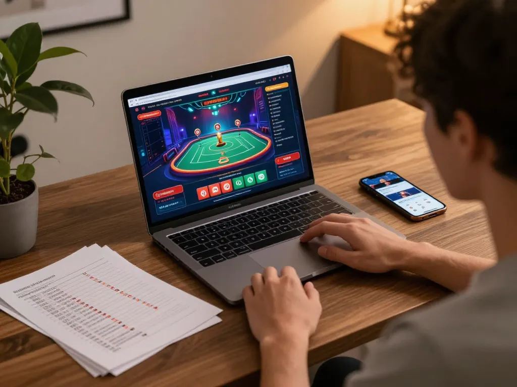 Engaged player exploring casino games at https://xx88.promo/ on a laptop with immersive gameplay.