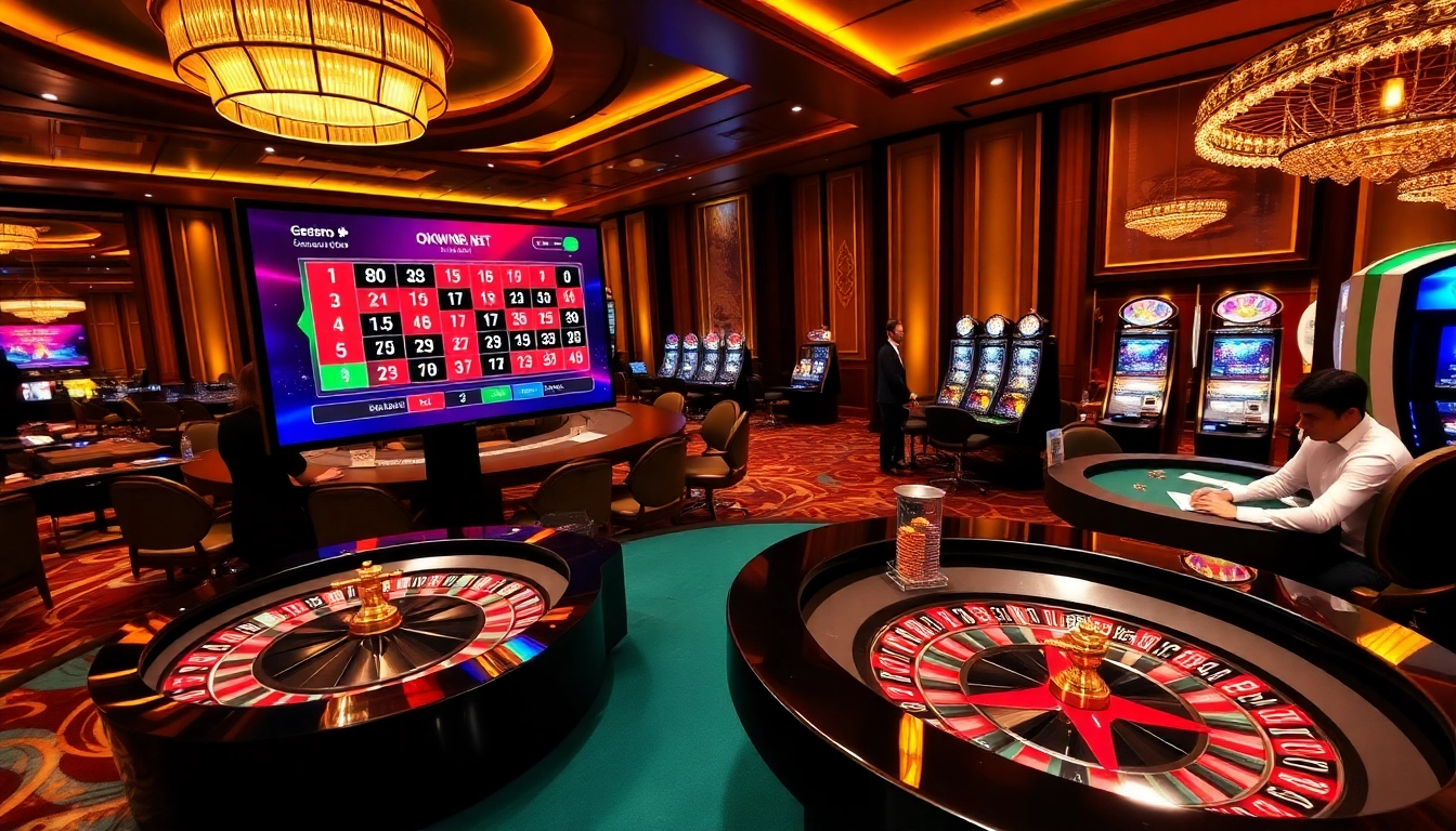 Experience the excitement of online gambling at https://okwin68.net/ with a luxurious casino setting filled with engaging games.