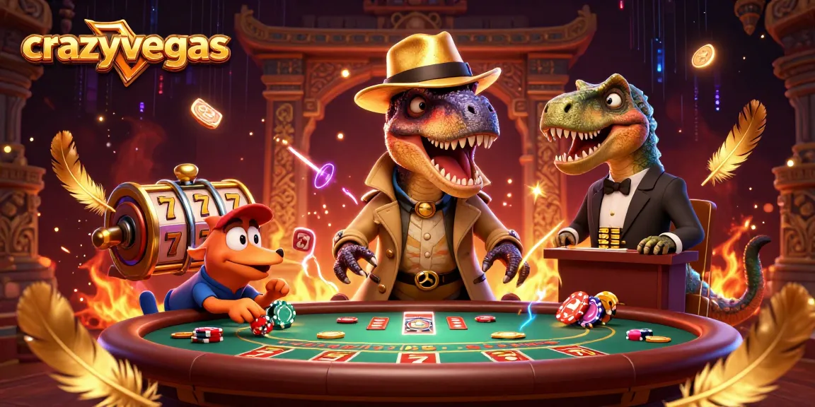 Engage in thrilling games at crazyvegas with a velociraptor card counter and a stegosaurus pit boss.
