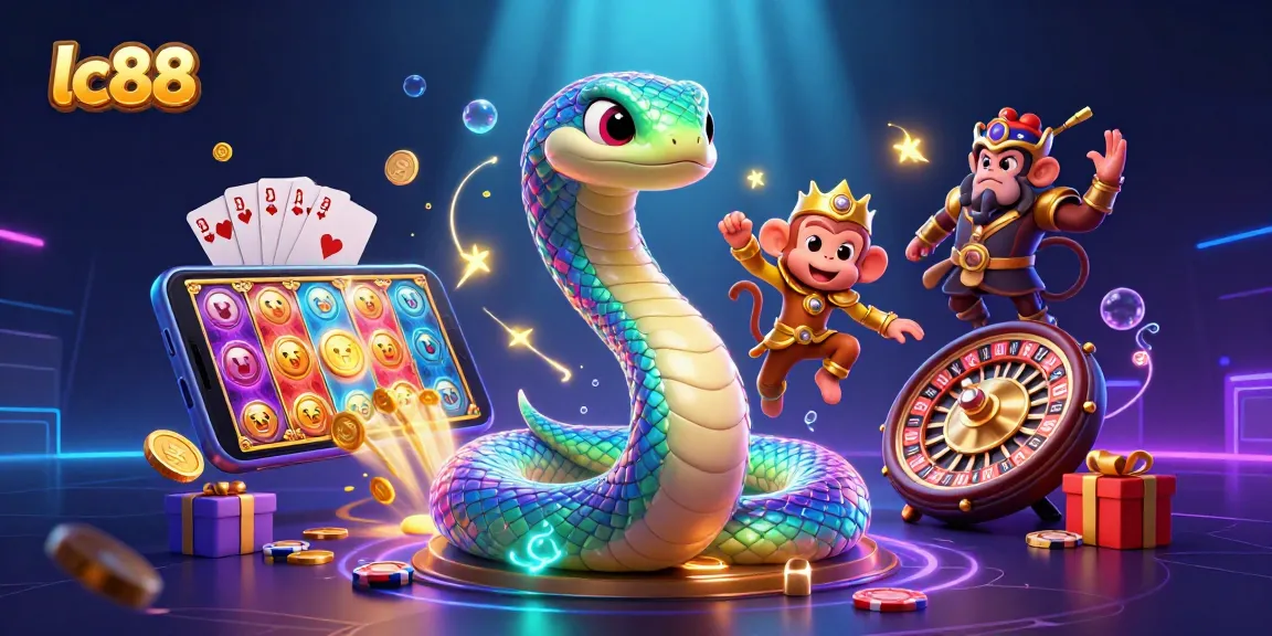 Experience the excitement of lc88 with vibrant games and stunning visuals in this 3D casino illustration.