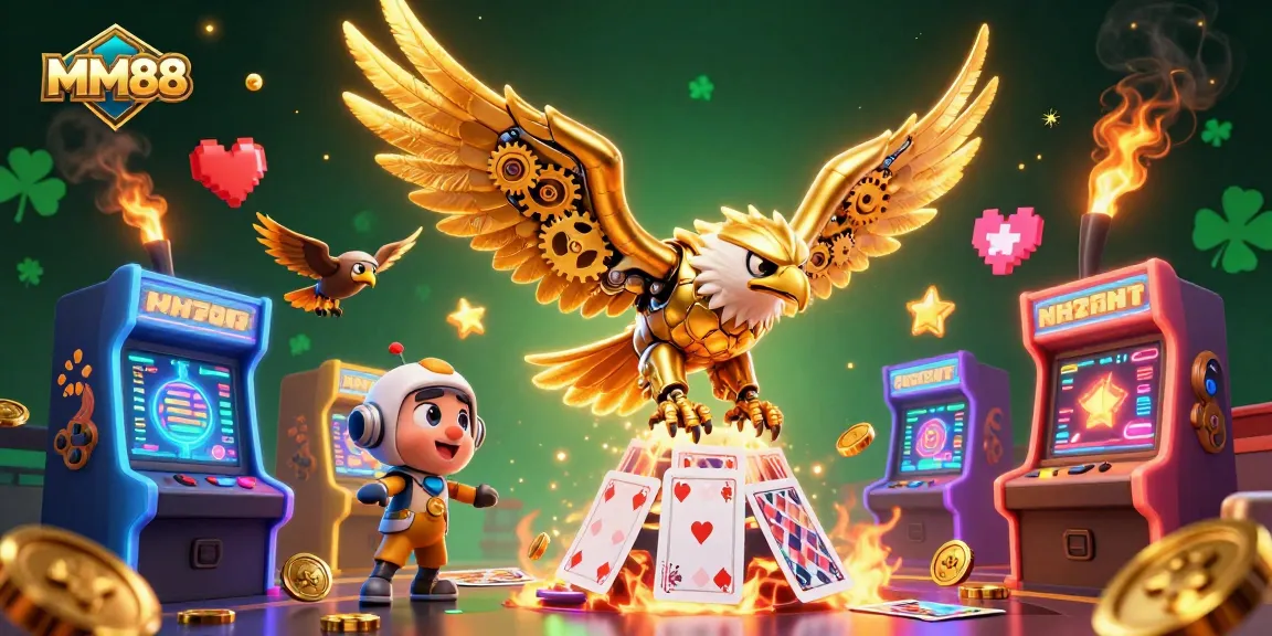 Experience thrilling gameplay with MM88 in a dynamic casino illustration featuring vibrant gaming elements.