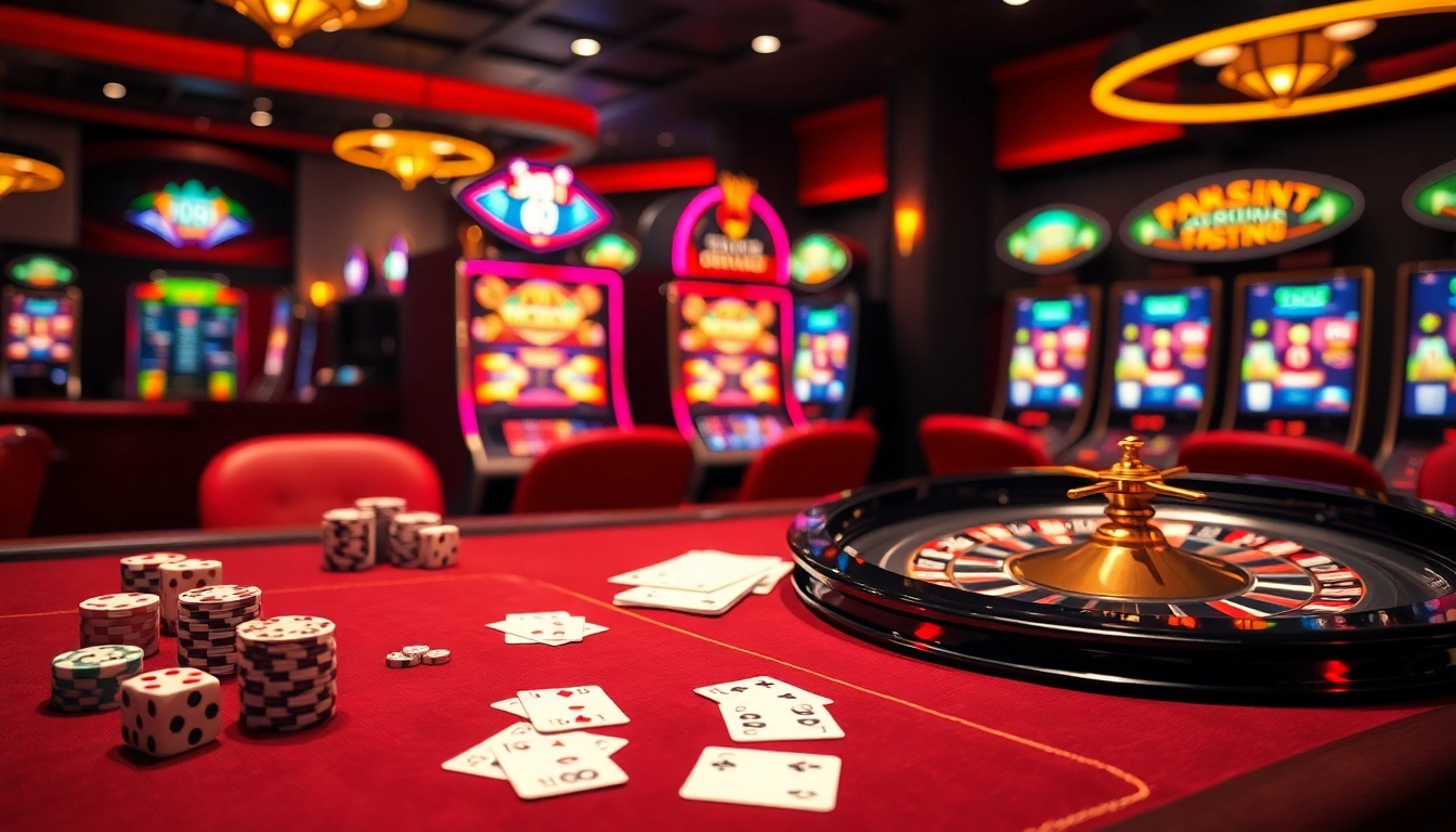 Experience the thrill of betting at EE88's vibrant poker table, complete with chips and cards.