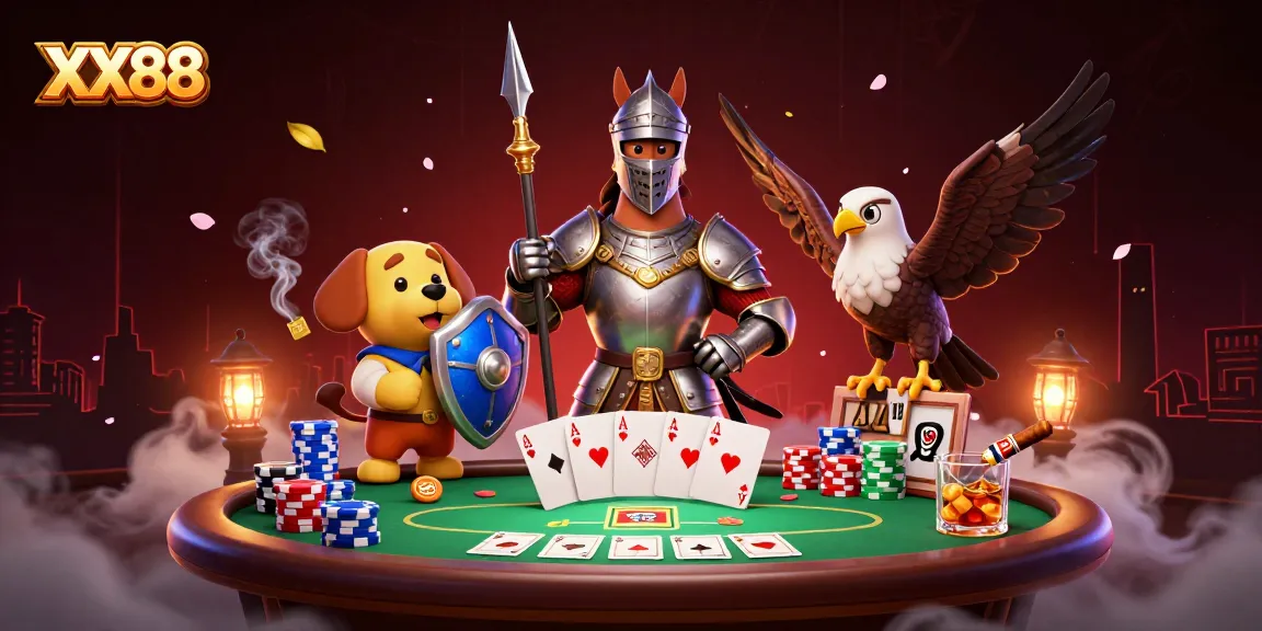 Experience thrilling gaming at XX88 with vibrant poker action and enchanting characters in an engaging casino scene.