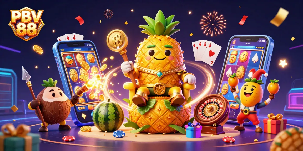 Engage with the colorful and dynamic world of PBV 88 online casino featuring cartoon characters and exciting game elements.