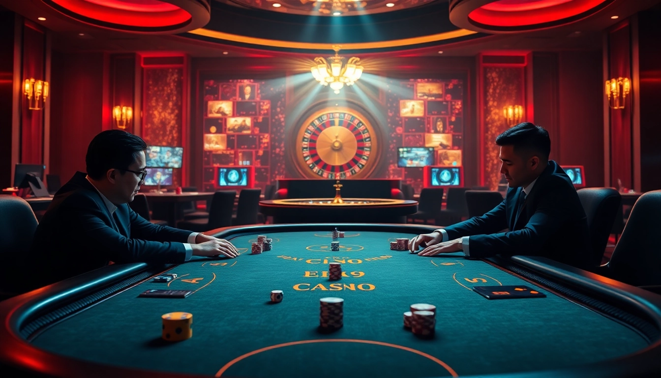 Experience the excitement of Trụ Sở Nhà Cái 68VIP with players enjoying a high-stakes poker game.