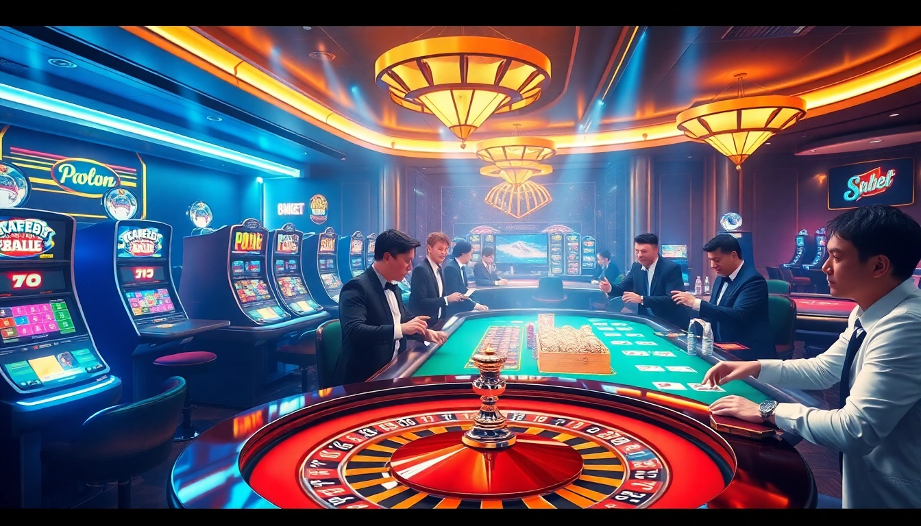 Experience the excitement of winning at 8kbet, with vibrant casino tables and engaging players.
