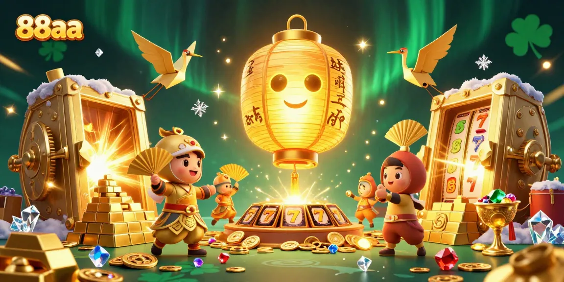 Experience the thrill of 88aa with vibrant casino elements illuminating a golden scene.