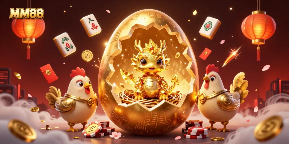 Experience thrilling MM88 gameplay with a golden dragon guarding poker chips in a vibrant casino scene.