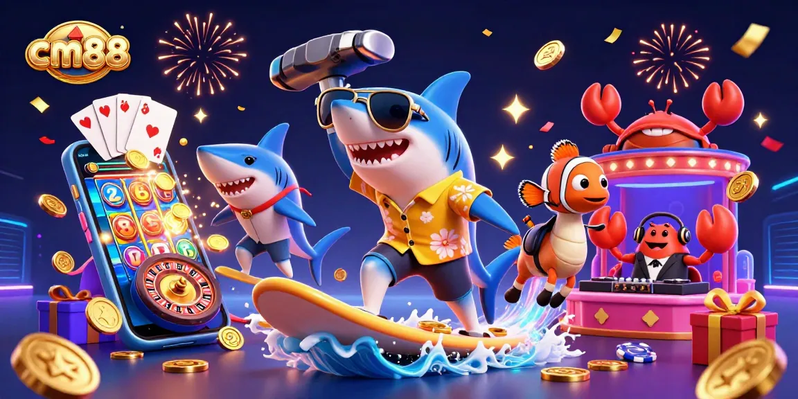 Experience thrilling gameplay with cm88, showcasing iconic characters and gaming elements in a festive scene.