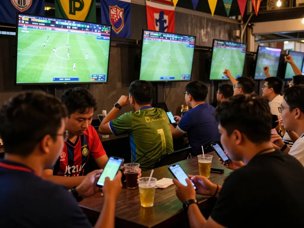 Tỷ lệ kèo nhà cái 5 showcased in a vibrant sports betting scene with fans checking odds.