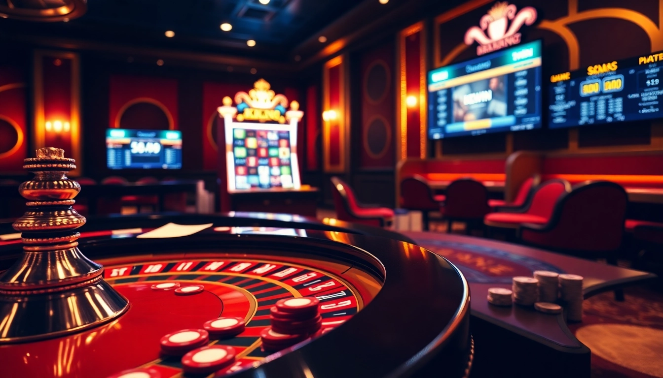 Players engaging in thrilling kkwin games at a luxurious casino table with chips and cards.