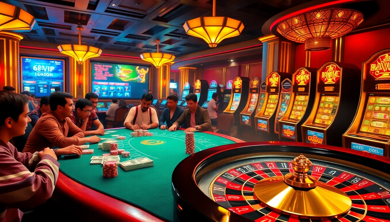 Experience the thrill of 68VIP at a luxurious casino with exciting games and vibrant atmosphere.