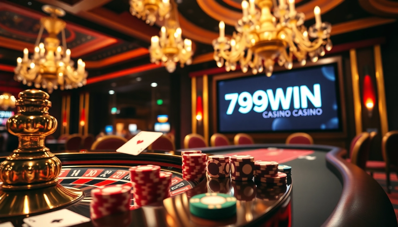 Experience thrilling gaming action at 789WIN casino with vibrant poker chips and roulette.