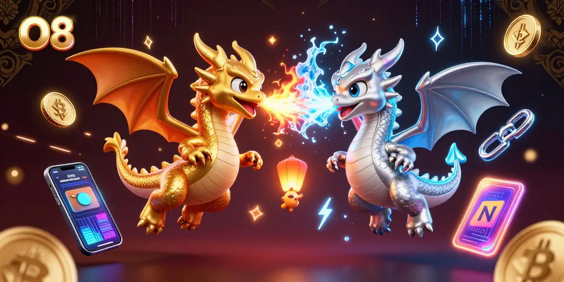 Engage with O8's thrilling gaming experience featuring dynamic dragons illuminating crypto adventures.