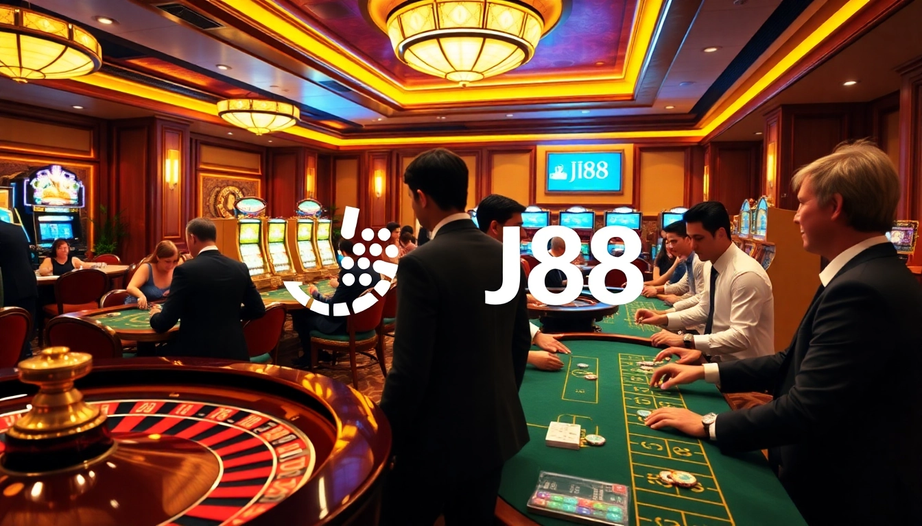 Experience the thrill of gaming at J88 Casino with players winning at roulette and poker tables.