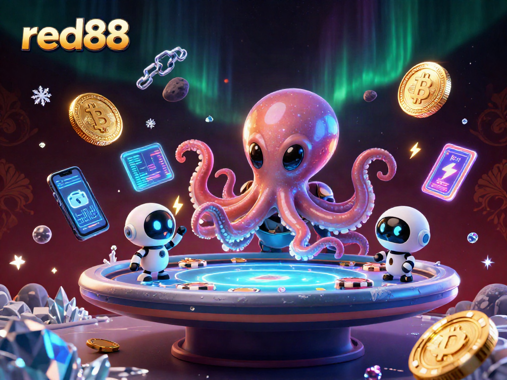 Experience thrilling poker action with red88's alien casino scene full of cosmic energy.