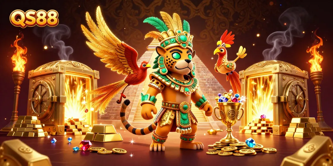 Experience the thrill of QS88 with the vibrant Mayan casino scene featuring gold treasures and dynamic elements.