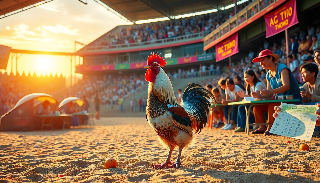 Watch intense ĐÁ GÀ THOMO matches with engaged spectators and vibrant betting atmosphere.