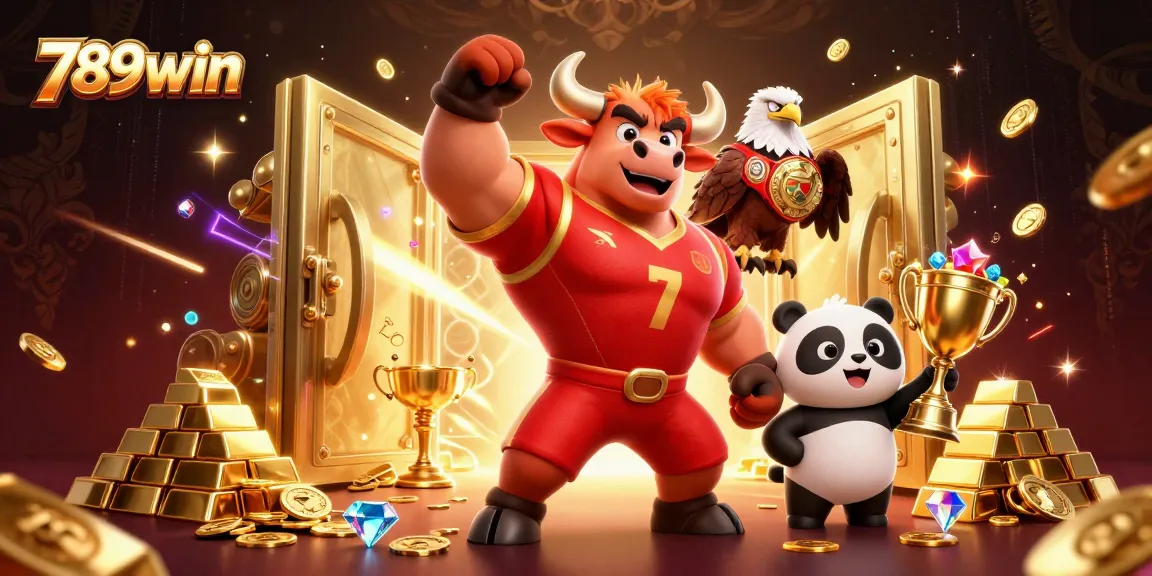 Experience the thrill of winning with 789win's vibrant celebrating characters in a dynamic casino scene.