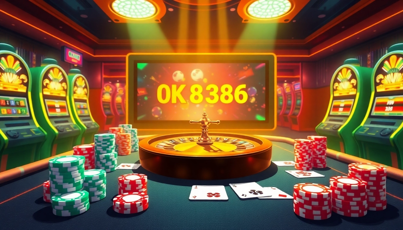 Experience the thrill of OK 8386 casino gaming with vibrant tables and exciting slot machines.