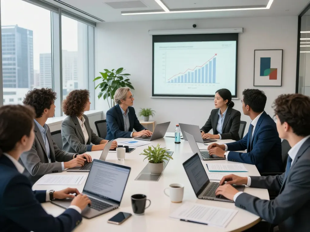 Collaboration and strategy session at https://c168.date/ corporate office with diverse professionals engaged in discussion.