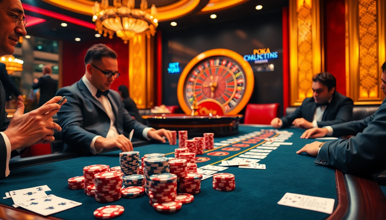 Experience thrilling gameplay at win678 home with poker chips and cards on a luxurious casino table.