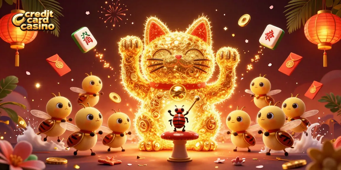 Experience thrilling gameplay at a credit card casino with vibrant symbols and festive elements!