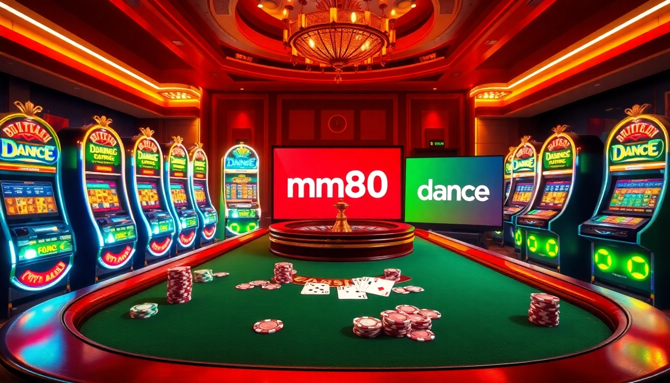Exciting casino experience at mm88.dance with vibrant slot machines and poker tables.