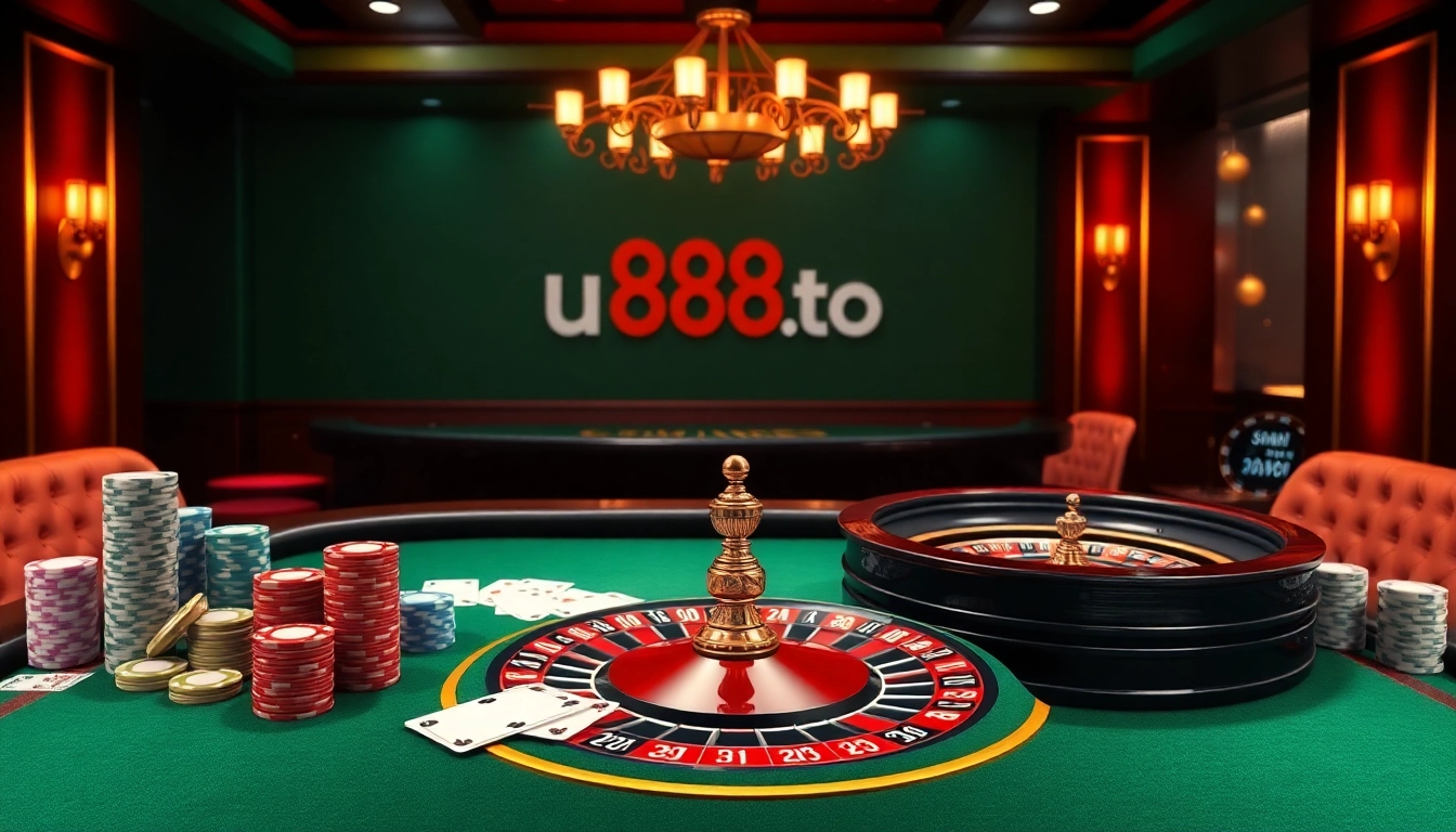 Experience the excitement of online gambling at u888u.to with vibrant casino visuals.