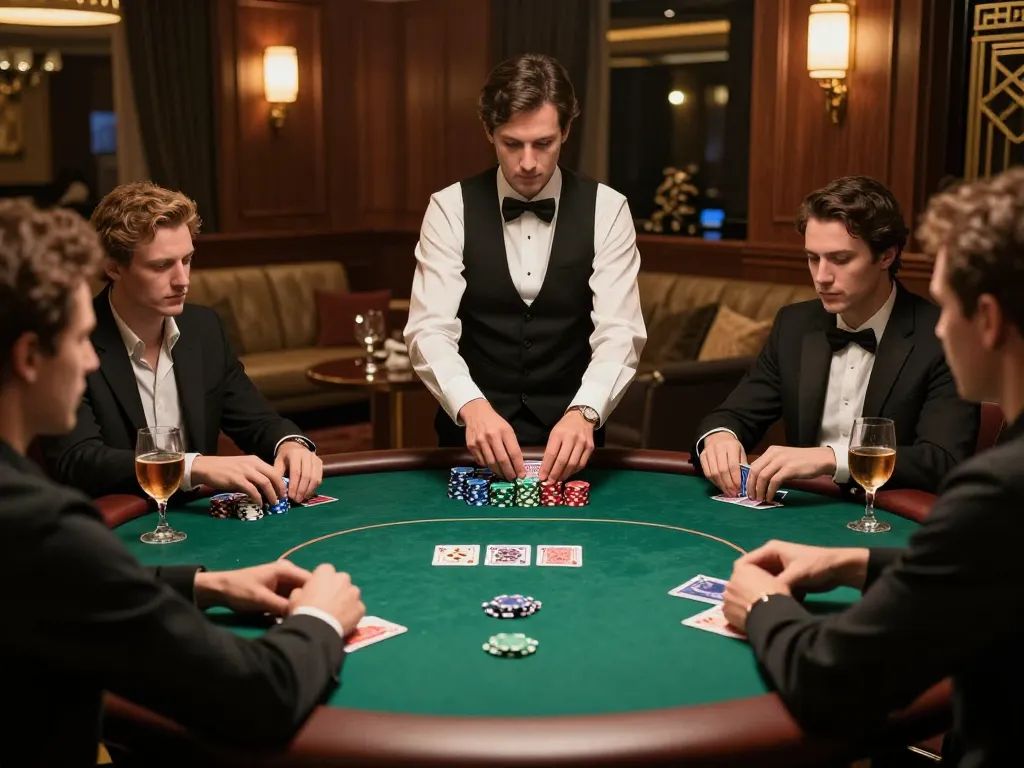 Players strategize during a high-stakes poker game at sc88, capturing the excitement of casino gaming.