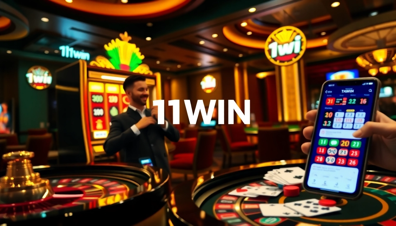 Player winning at a slot machine at 11WIN casino, showcasing luxury and excitement in gambling.