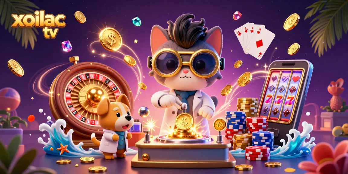 Win at xoilac tv with a vibrant scene of casino fun and excitement overflowing with gold coins and gaming elements