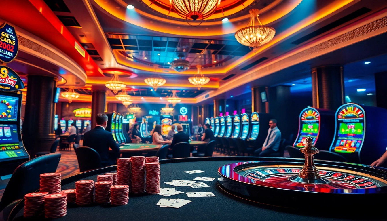 Players enjoying high-stakes games at KJC hunter Casino https://kjc.se.net/ with vibrant atmosphere and luxurious decor.