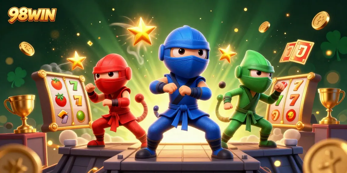 98WIN ninja chameleons master jackpot gameplay with vibrant casino elements, showcasing thrilling action.
