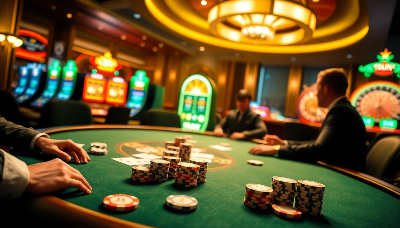 Engaging players at a luxurious UU88 poker table, immersed in high-stakes gaming.