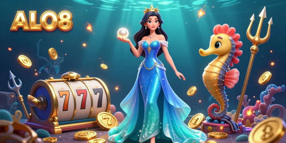 Experience gaming excitement with ALO8 in a stunning underwater casino scene, showcasing vibrant characters and dynamic elements.