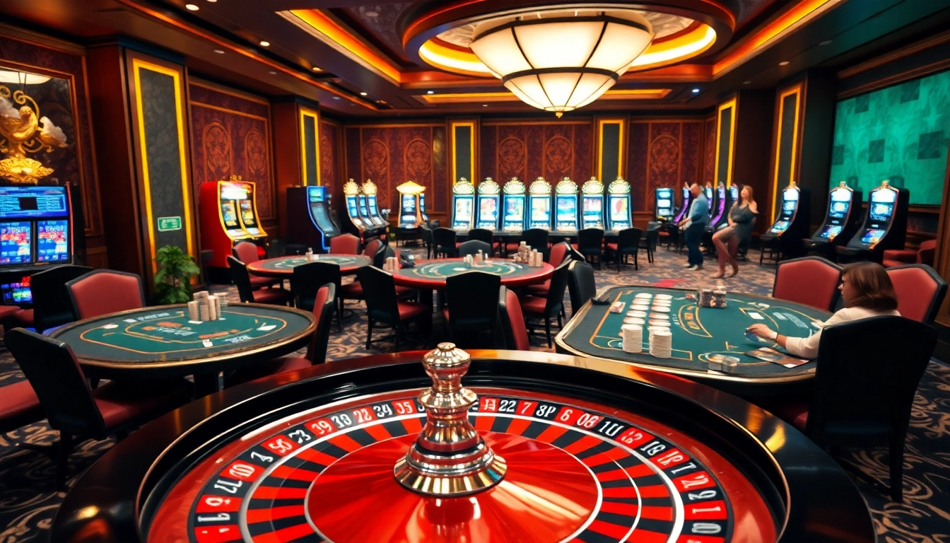 Players engaging on casino tables and slot machines at https://bem88v.com/ for an exciting gaming experience.