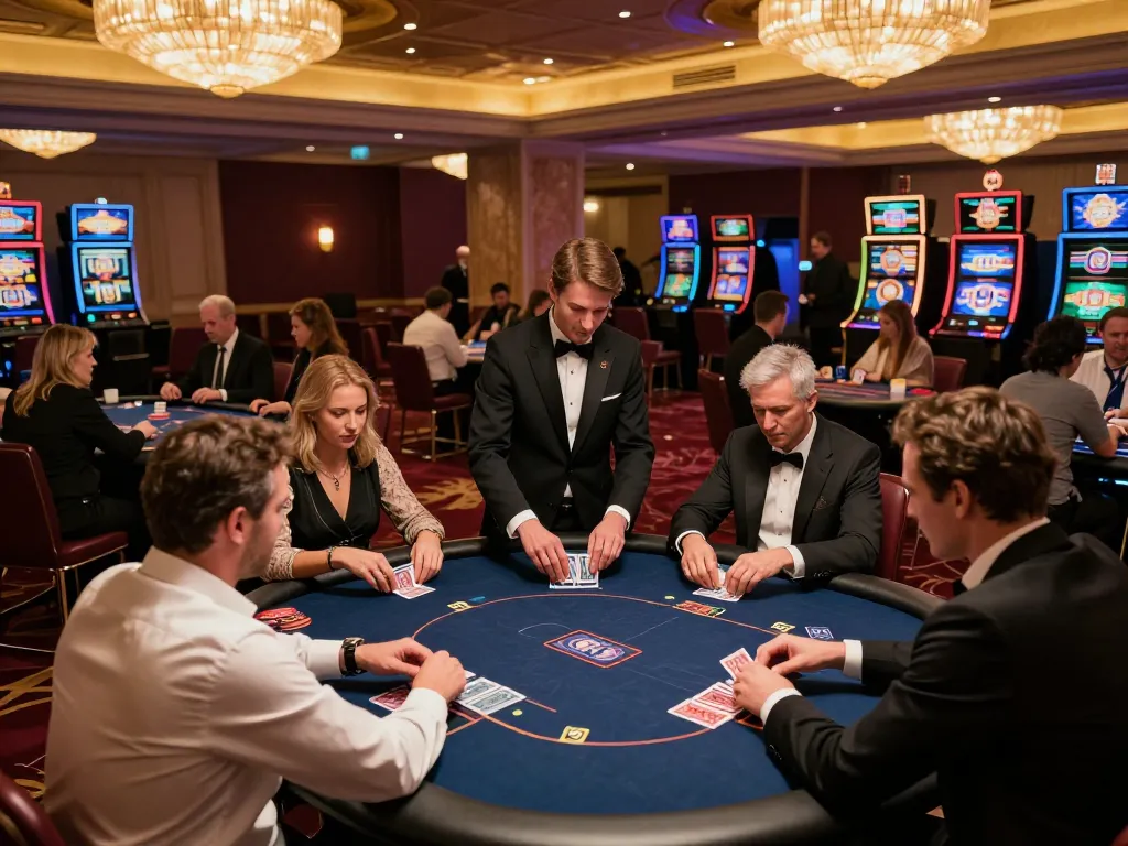 Players engage in strategic poker gameplay at sc88 casino, vibrant atmosphere with elegant decor.