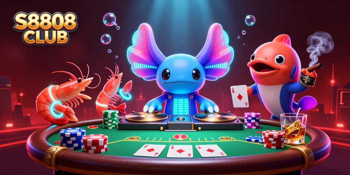 Spin to win at S8808 CLUB with neon characters and exciting poker elements!
