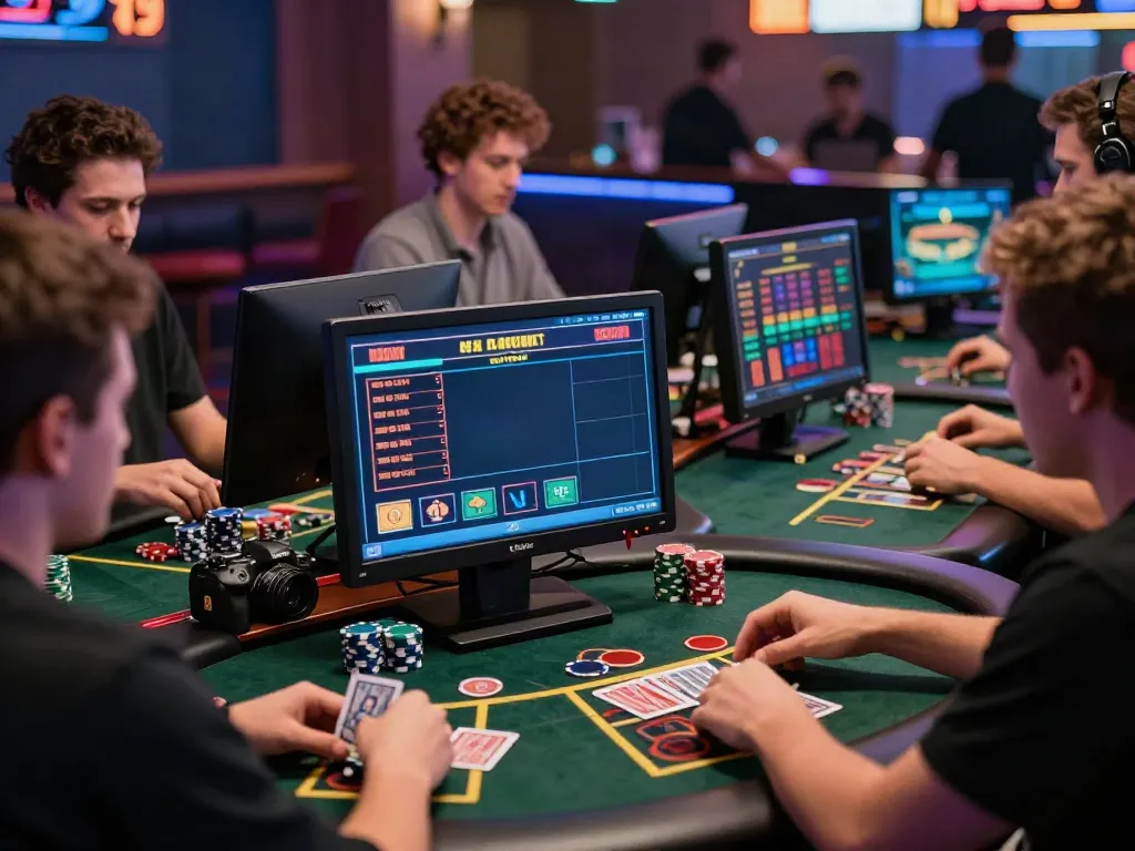 Exciting scene of diverse players engaging in online betting at 11 bet.