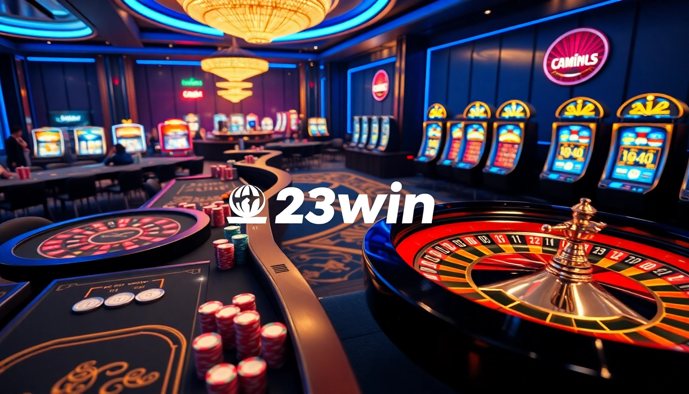 Exciting players enjoying diverse games at 23win's luxurious casino environment.