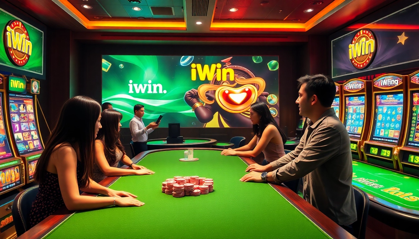 Engaging players enjoying iWin games in a vibrant online casino setup.