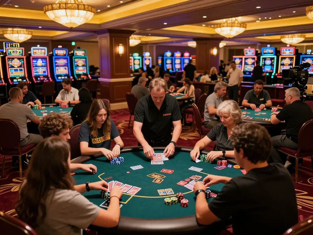 Players strategizing at poker tables at SC88 casino, showcasing vibrant gameplay and engaging atmosphere.