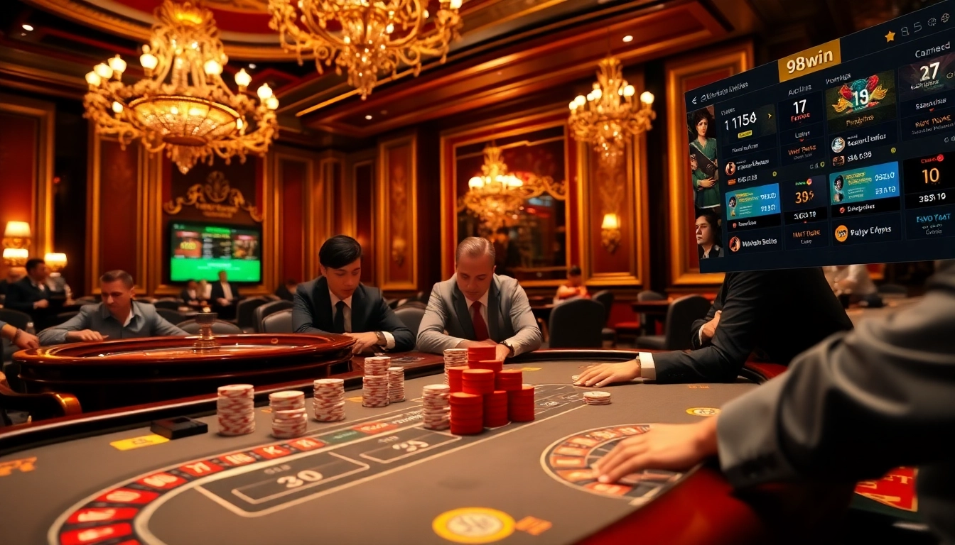 Clever players at a high-stakes poker table using 98win strategies to maximize their winning chances.