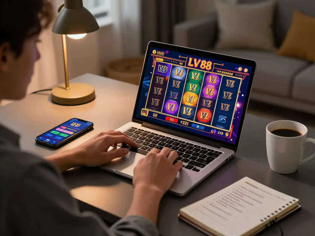 Engaging online gaming session on LV 88, featuring vibrant slot game display.