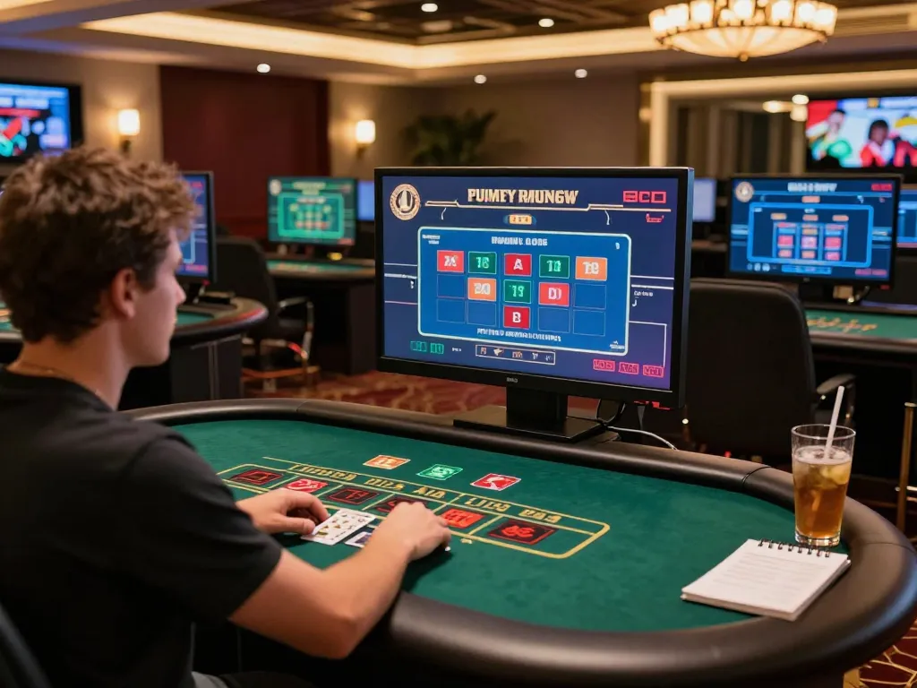 Player enjoying a thrilling live dealer game at 68WIN online casino, showcasing vibrant gameplay.