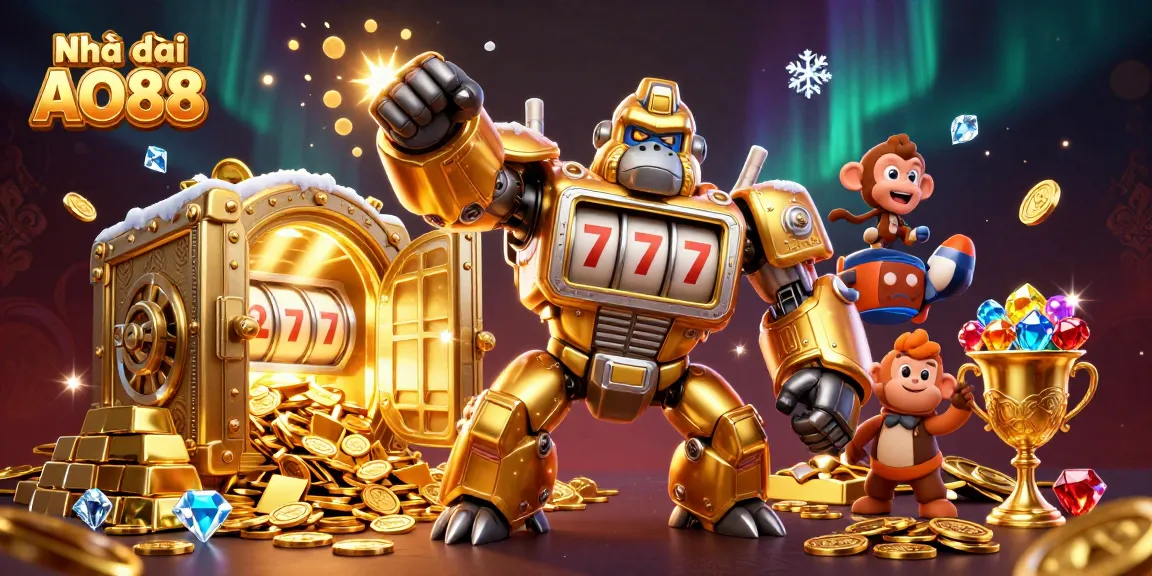 Experience thrilling wins at Nhà cái AO88 with a vibrant 3D casino battle scene.