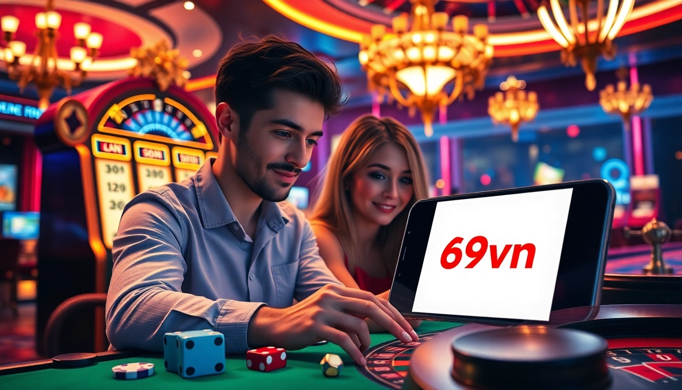 Players immersing in the excitement of 69vn online casino gaming experience.