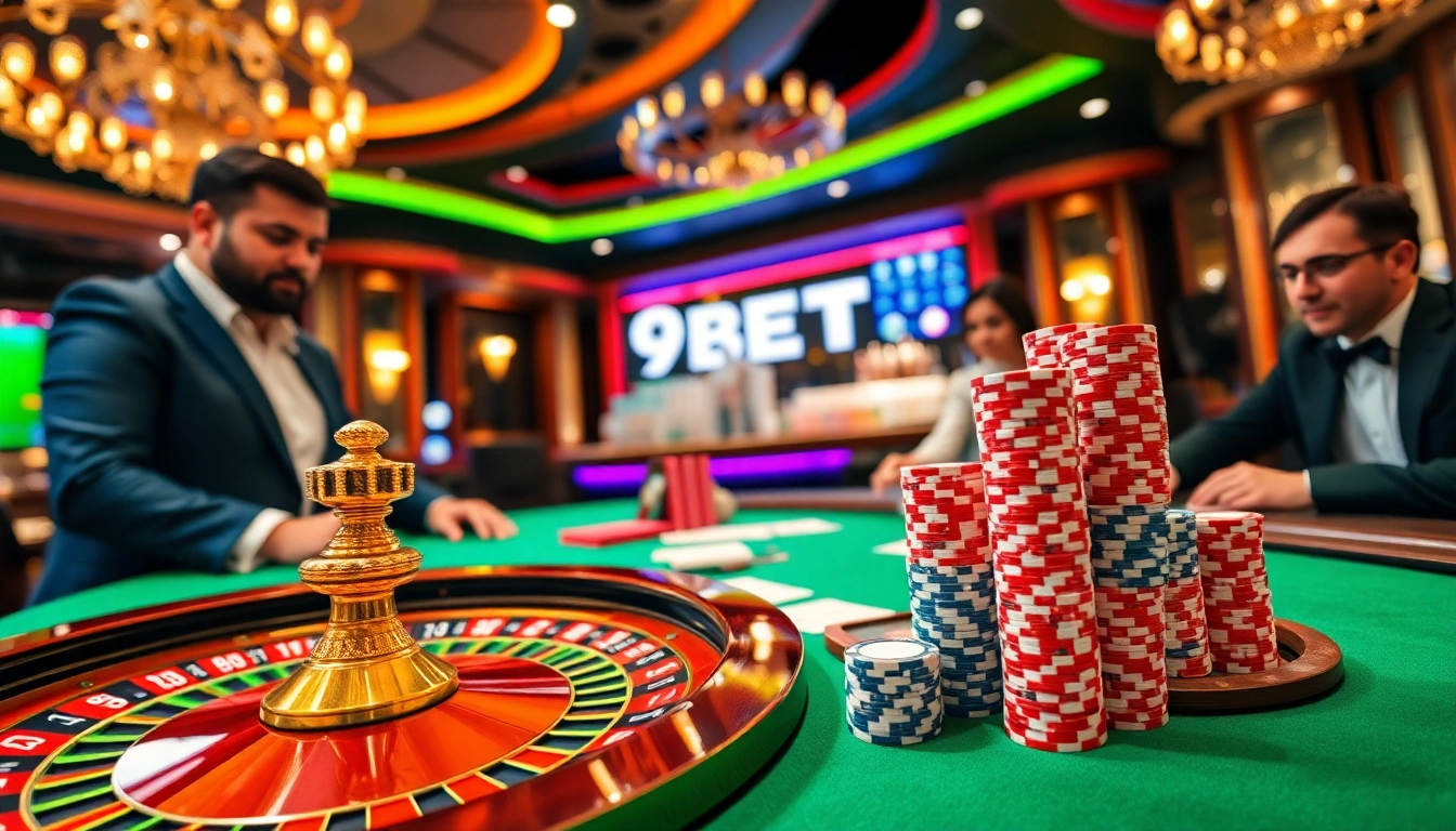 Experience the thrill of 9BET with engaging poker games and roulette action.