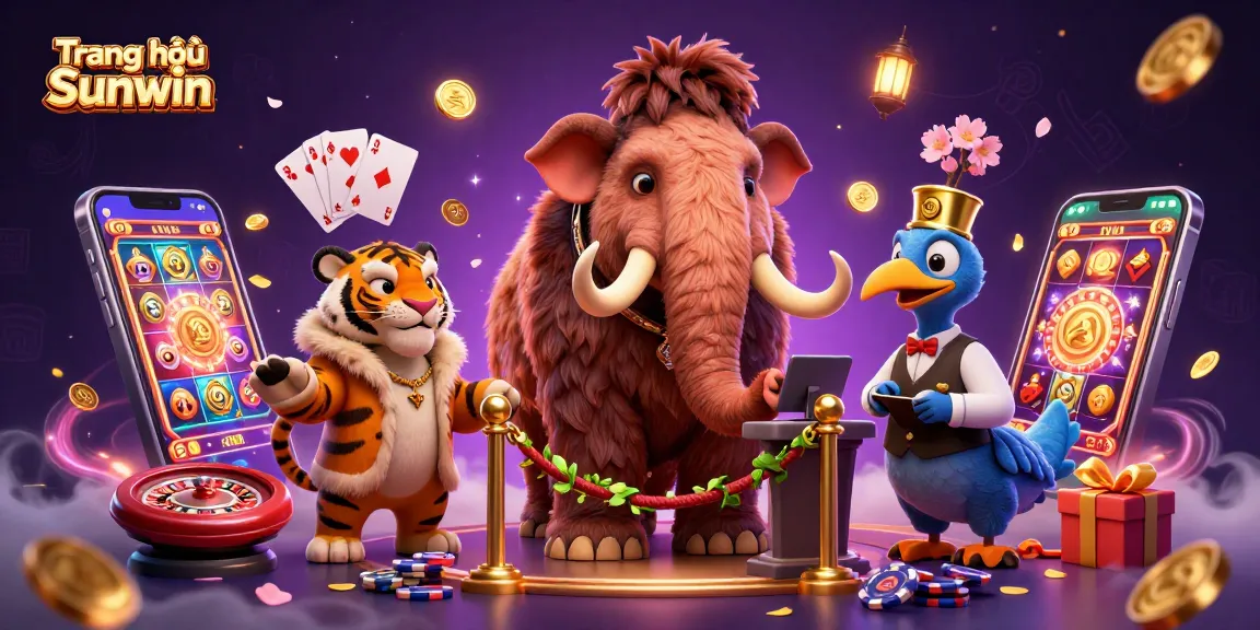 Experience the excitement of Trang chủ Sunwin with a vibrant casino scene featuring a woolly mammoth bouncer and more.